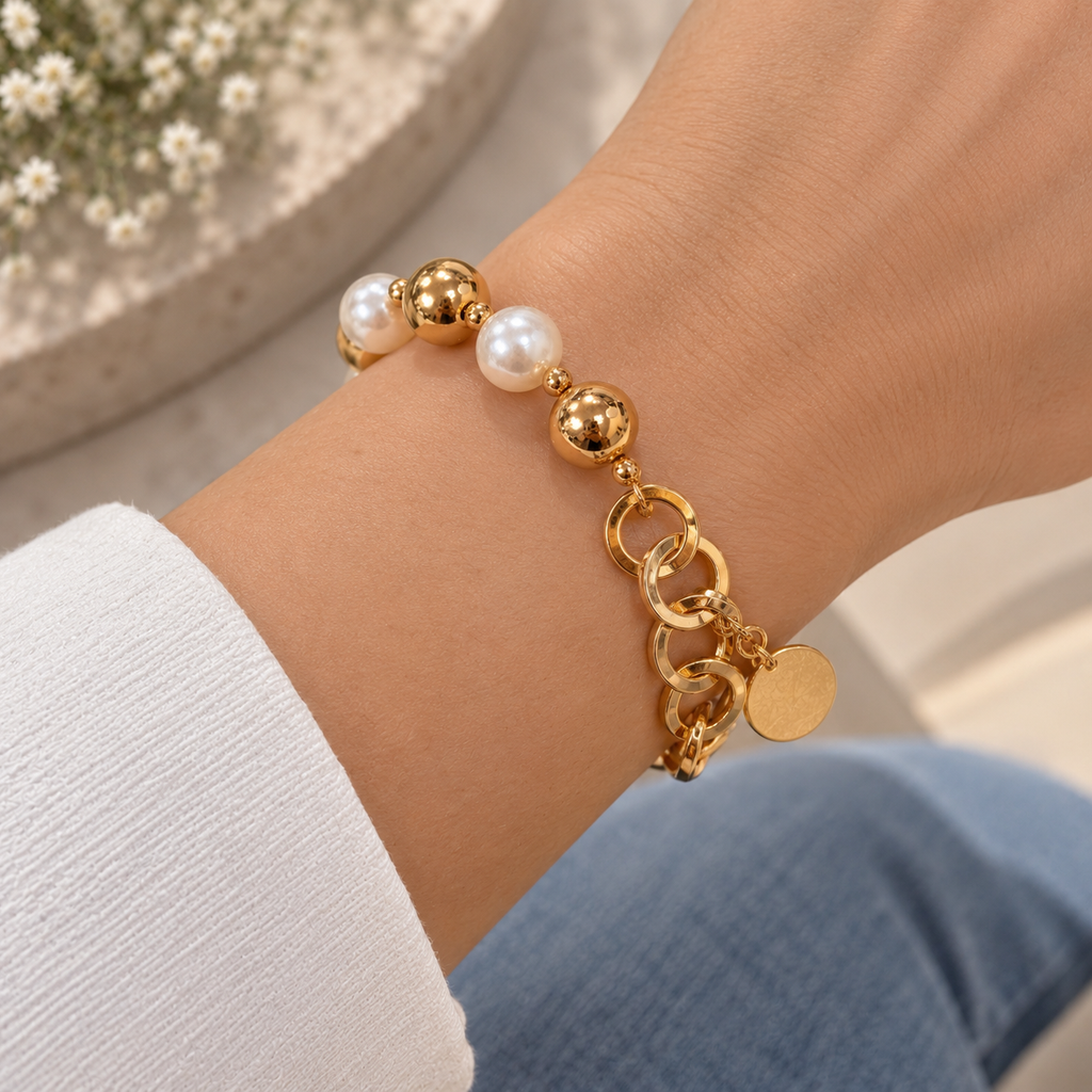 PULSERA PERLA ESLABON